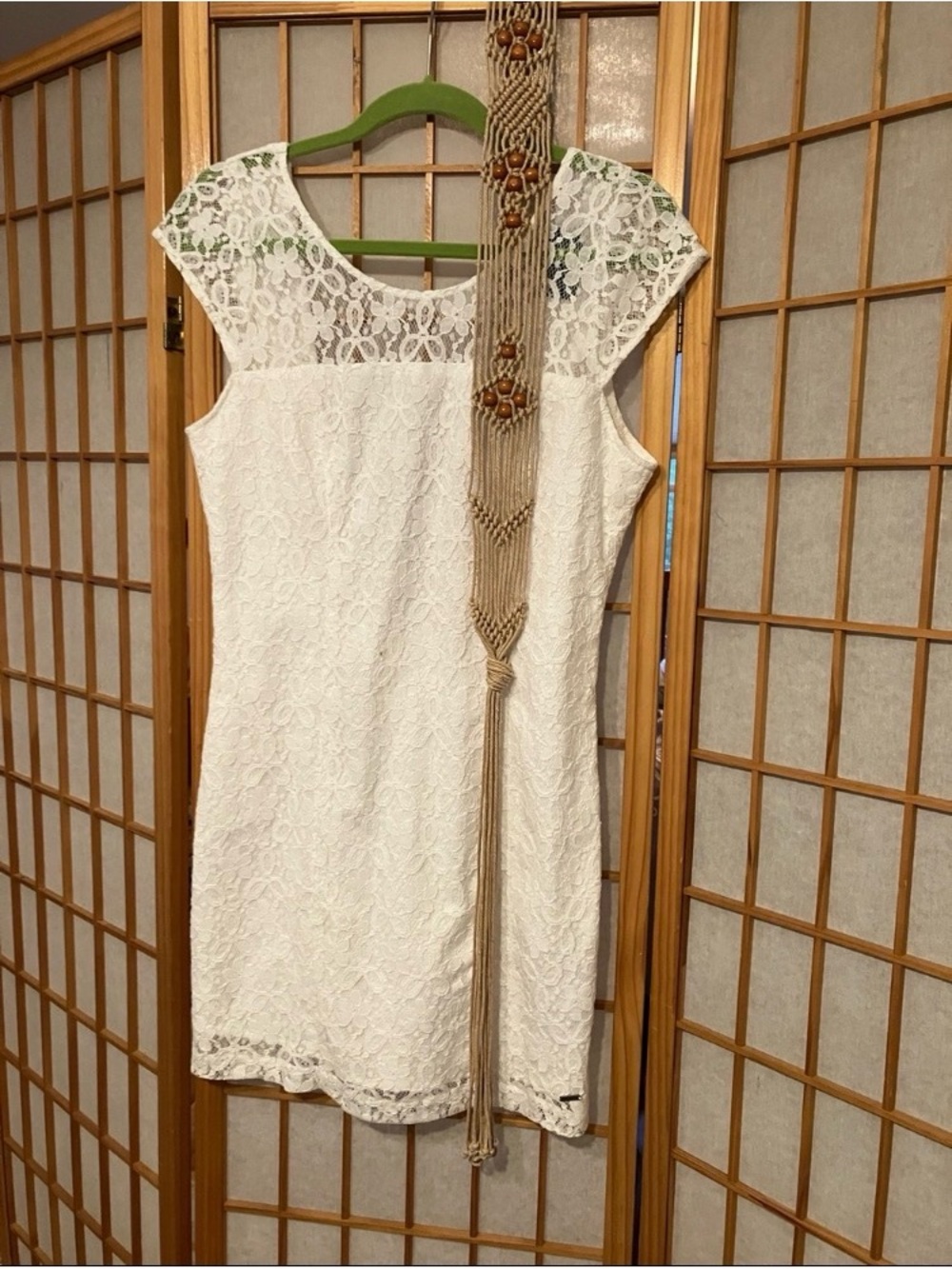 Macramé Belt with Brown Wooden Beads ONE SIZE FITS MOST